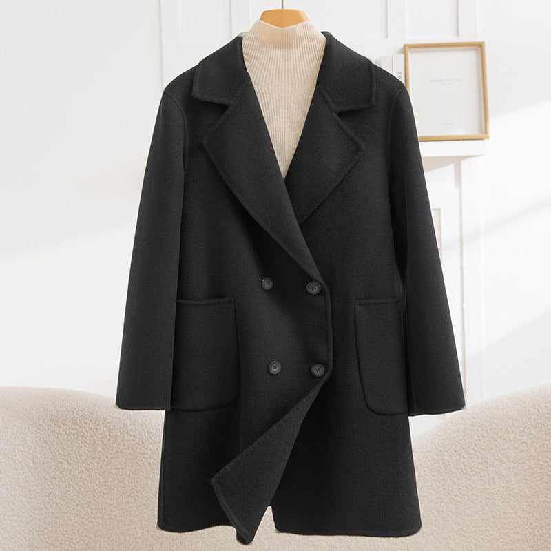 Fashion Double Breasted Woolen Coat Women
