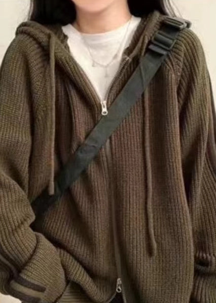 Simplicity Temperament Hoodie With Drawstrings Design Niche Loose Small-sized Long Sleeve Sweater