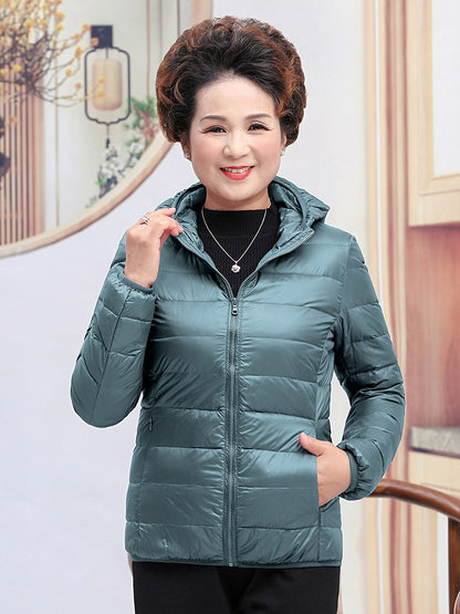 Light White Duck Down Mother Down Jacket Women's Short Chic Coat