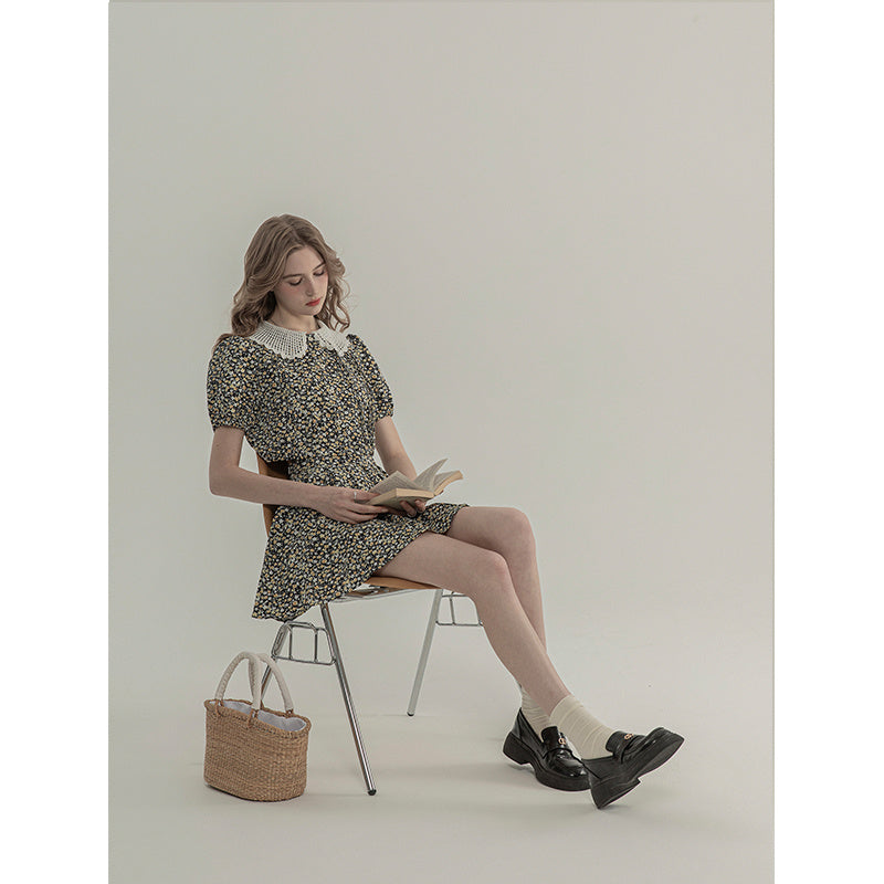 Bubble Sleeved Floral Short Sleeved Top For Women