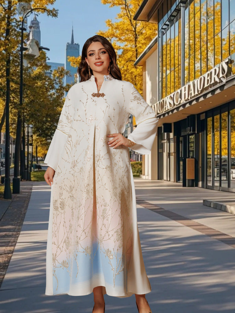 Middle East Muslim Stand Collar Gradient Women's Robe