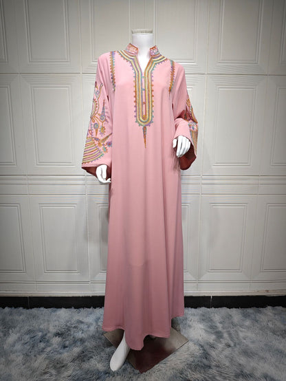 Women's Embroidered Rope Embroidered Muslim Dress