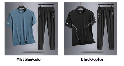 Men's Casual Elastic Short Sleeved Pants Set