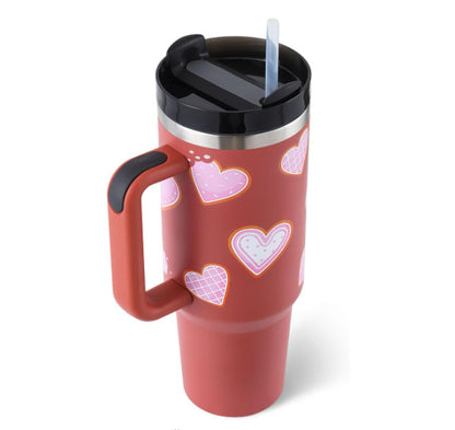Tumbler with Handle & Straw – Stainless Steel Spill-Proof Travel Mug with Lid
