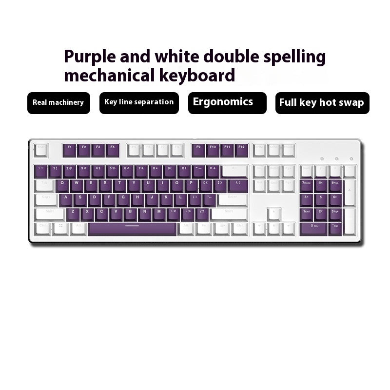 Two-color Keyboard Wired Office Green Black Tea Red Axis Hot Plug Computer