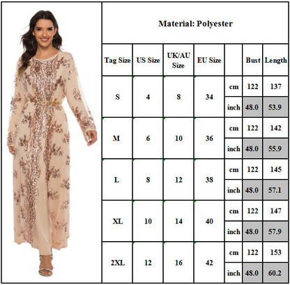 New High Density Sequin Embroidery Muslim Robe