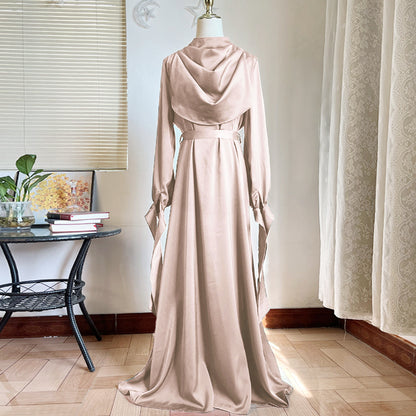 Muslim Pile Collar Robe And Ankle Dress