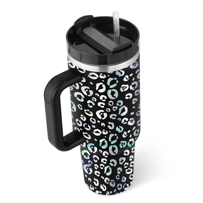 Tumbler with Handle & Straw – Stainless Steel Spill-Proof Travel Mug with Lid