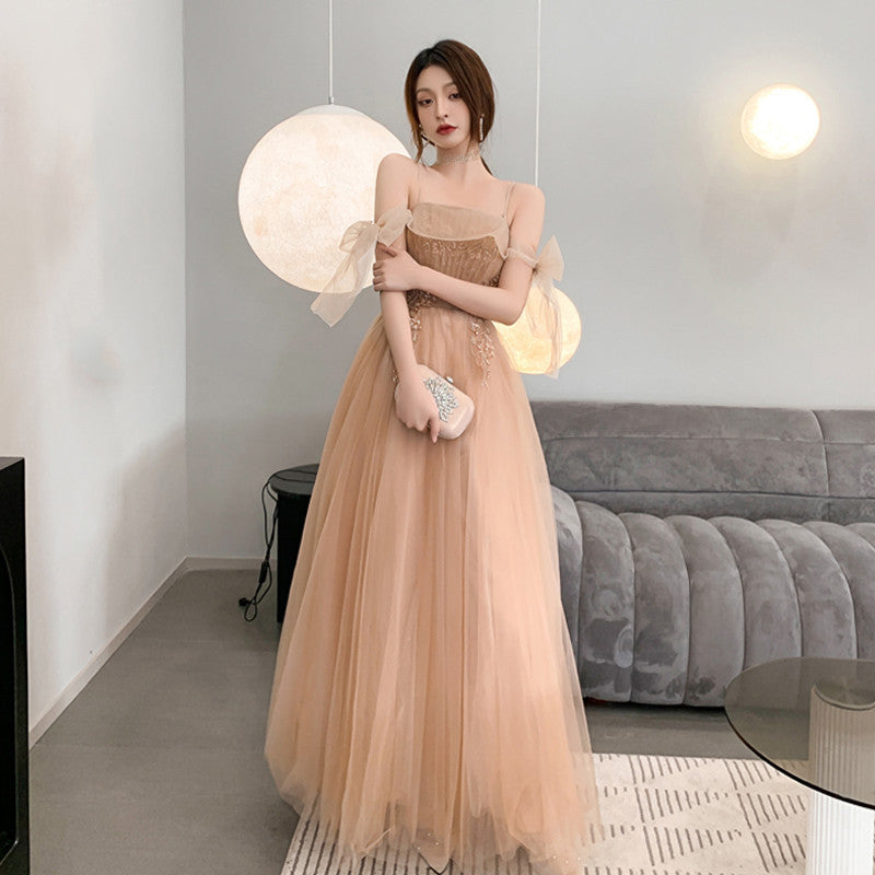 Champagne Bridesmaid Dresses Appear Slim To The Small Crowd