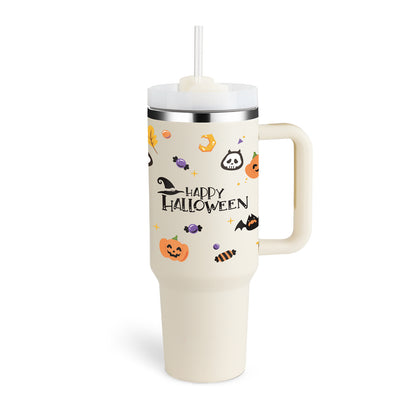 Tumbler with Handle & Straw – Stainless Steel Spill-Proof Travel Mug with Lid