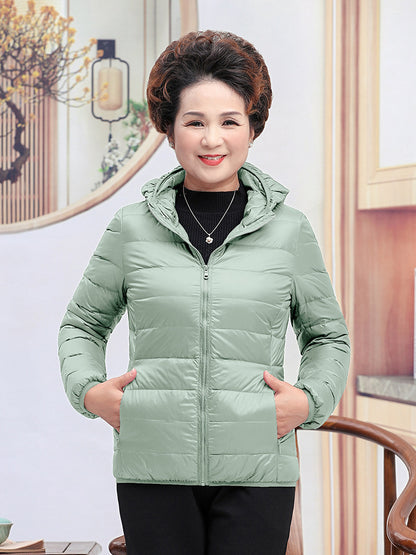 Light White Duck Down Mother Down Jacket Women's Short Chic Coat