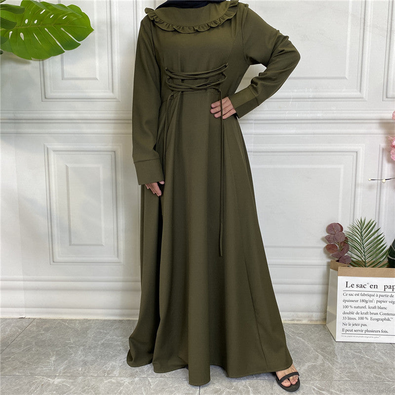 Amazon Hot Ebay Hot Sale Middle East Thick Crepe Skirt Large Hem Long Sleeve Muslim 6430