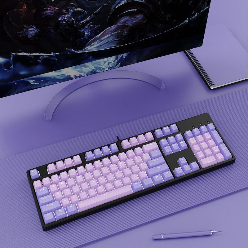 Two-color Keyboard Wired Office Green Black Tea Red Axis Hot Plug Computer