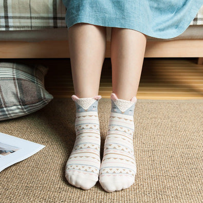 Cartoon Women's Socks Cotton Students' Socks Ears Cute Animal Socks All Cotton Socks Sweet Cotton Socks