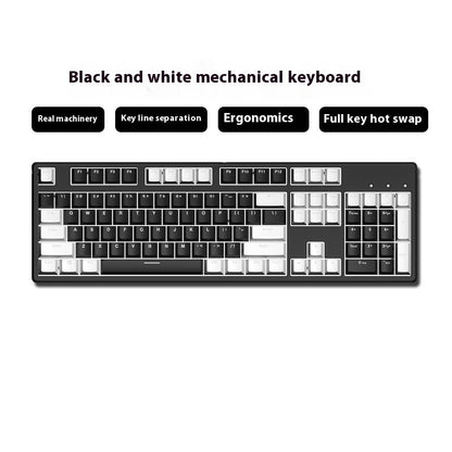 Two-color Keyboard Wired Office Green Black Tea Red Axis Hot Plug Computer