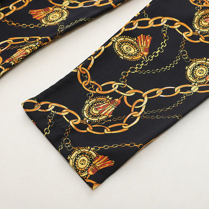 Metal chain printed long sleeves