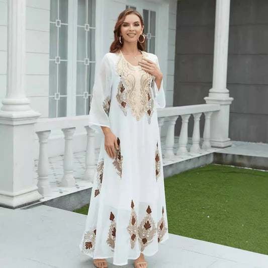 Muslim Embroidery Mesh Dress