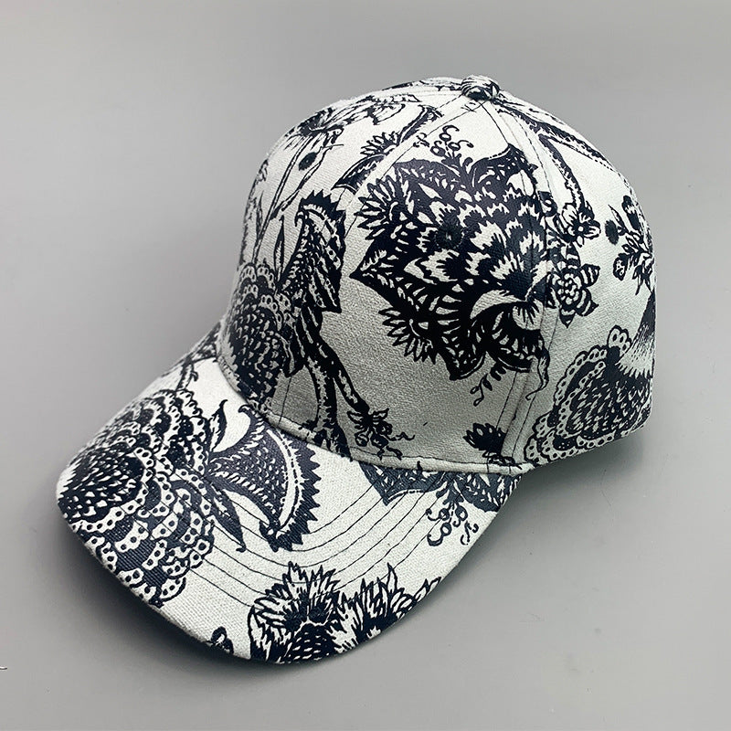 Korean Style Pure Leather Printing Baseball Caps