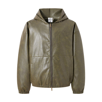 Heavy American Retro Fashion Brand Leather Coat