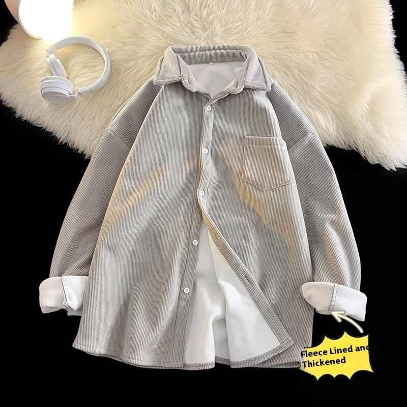 Fleece Thermal Long Sleeves Lapel Shirt Coat