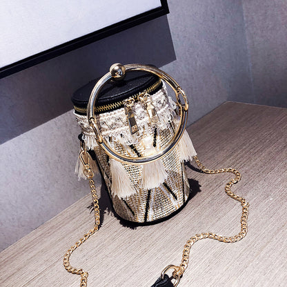Luxury Handbag Women Bag Designer Retro Weave Feather Tassel lady Shoulder Bag