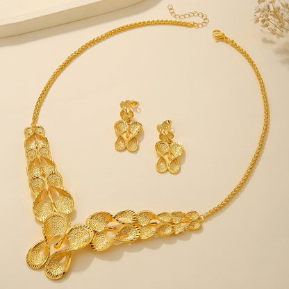 Bridal Necklace Earrings Hollow Carved Jewelry