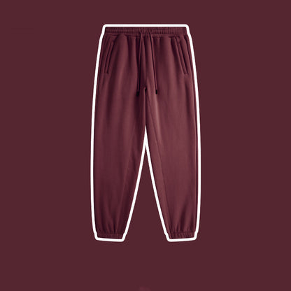 Men's Solid Color Casual Fleece Sweatpants American Fashion Brand