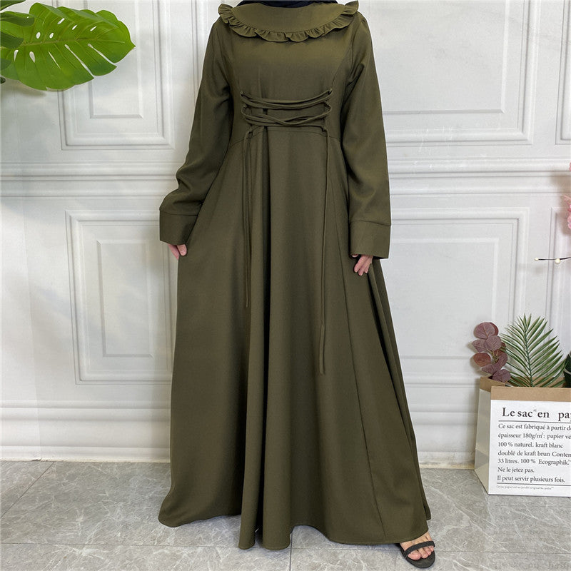 Amazon Hot Ebay Hot Sale Middle East Thick Crepe Skirt Large Hem Long Sleeve Muslim 6430