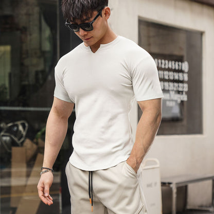 Workout Casual Small Collar Short Sleeve Thread Cloth Personality Training