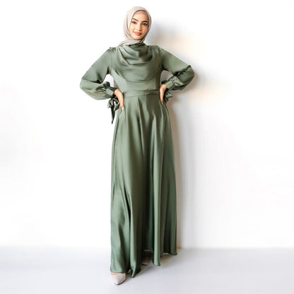 Muslim Pile Collar Robe And Ankle Dress