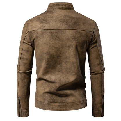 Men's American-style Retro Tie-dyed Leather Jacket