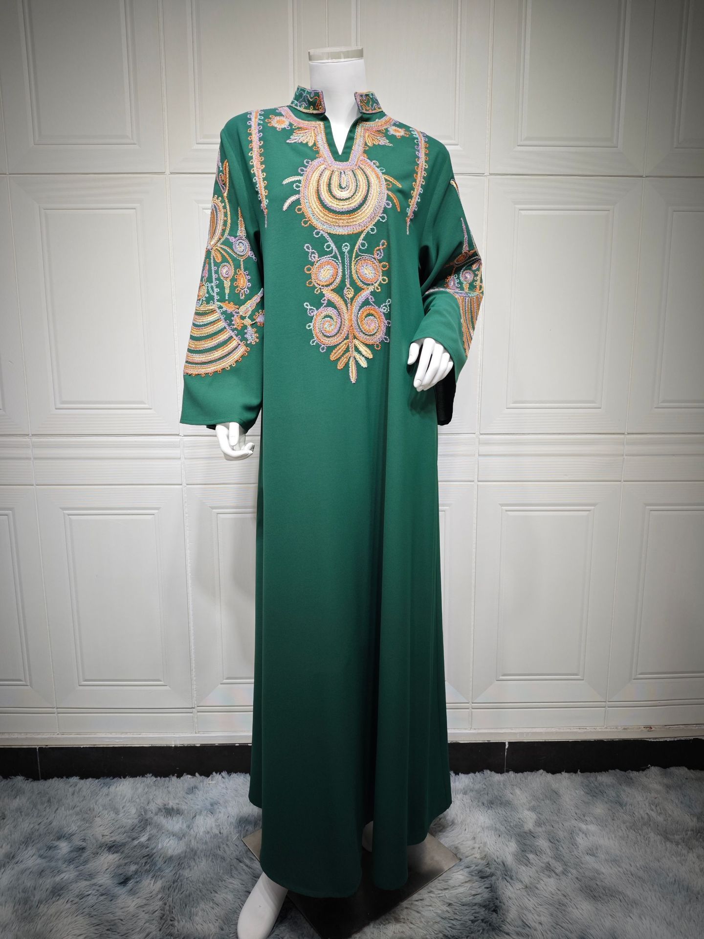 Women's Embroidered Rope Embroidered Muslim Pullover Dress