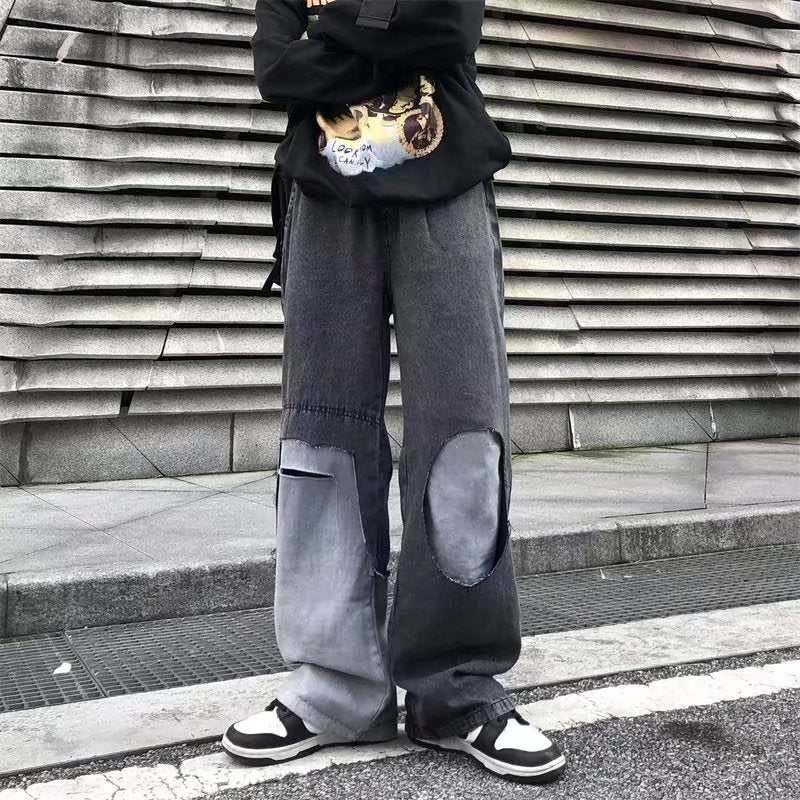 Men's All-match Gradient Loose Retro Harbour Style Ripped Jeans