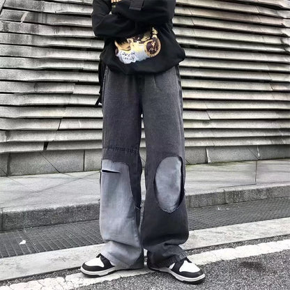 Men's All-match Gradient Loose Retro Harbour Style Ripped Jeans