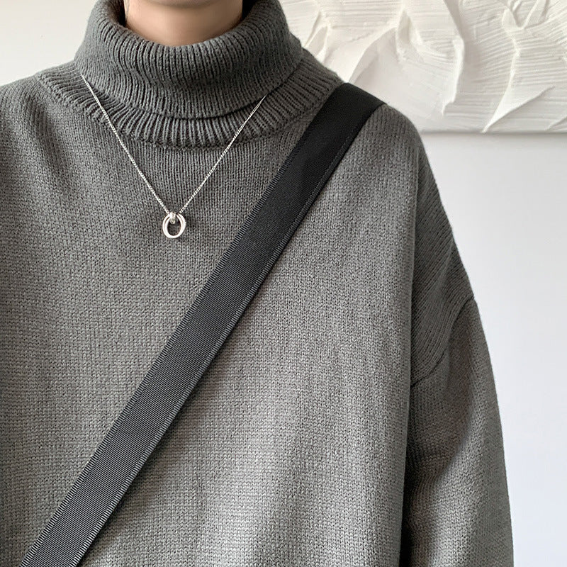 Futuristic Style Turtleneck Knitwear Jumper Sweatshirt