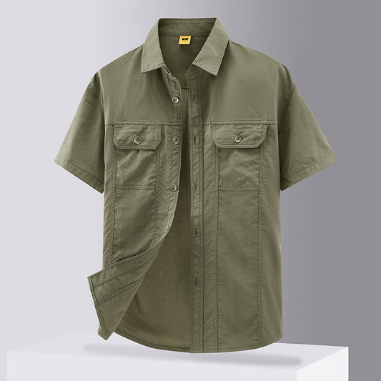 Casual Solid Color Workwear Shirt Men