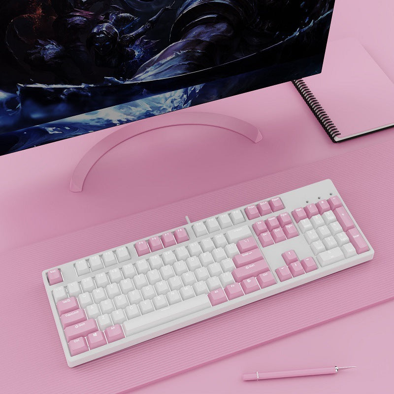 Two-color Keyboard Wired Office Green Black Tea Red Axis Hot Plug Computer