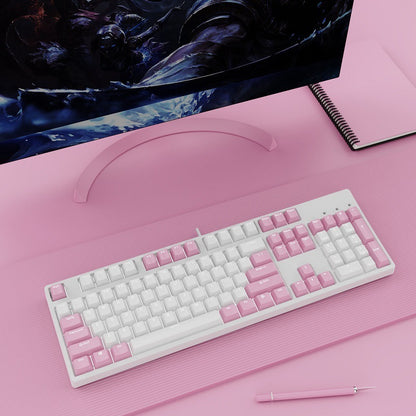 Two-color Keyboard Wired Office Green Black Tea Red Axis Hot Plug Computer