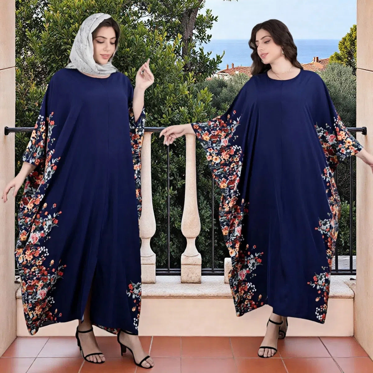 Middle East Muslim Women's Skirt Arab Floral Loose Robe