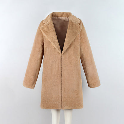 women faux fur coat streetwear