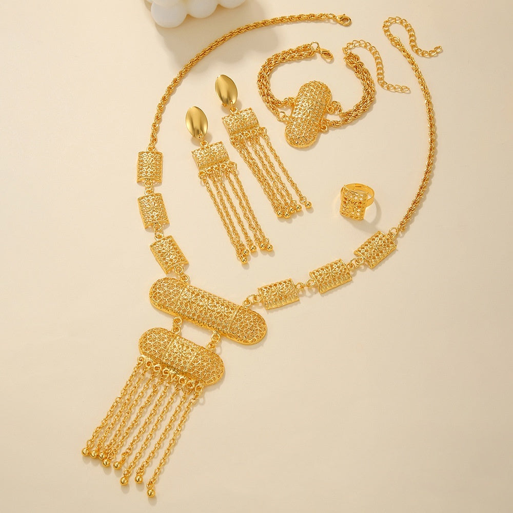 Bridal Necklace Earrings Hollow Carved Jewelry