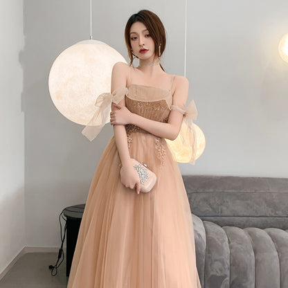 Champagne Bridesmaid Dresses Appear Slim To The Small Crowd