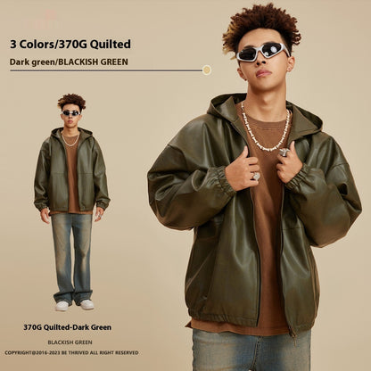 Heavy American Retro Fashion Brand Leather Coat