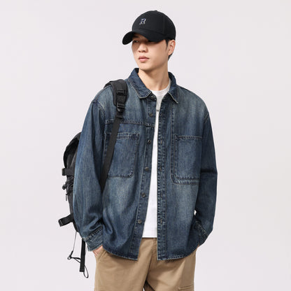 American Casual Retro Long Sleeve Denim Shirt