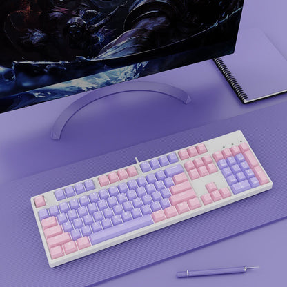 Two-color Keyboard Wired Office Green Black Tea Red Axis Hot Plug Computer