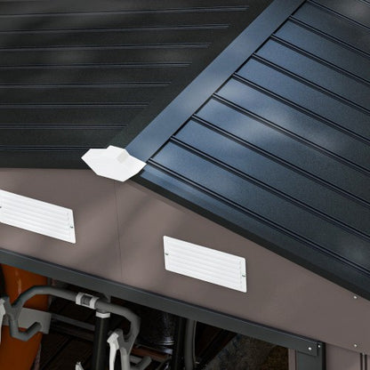 Outsunny 9 X 6ft Metal Garden Shed, Outdoor Storage Tool House With Ventilation Slots, Foundation Kit And Lockable Double Doors, Brown