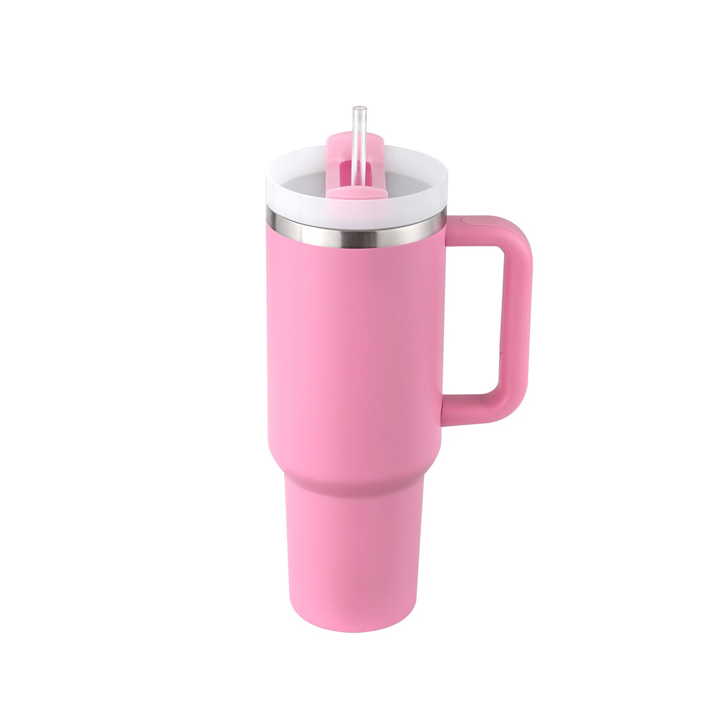 Tumbler with Handle & Straw – Stainless Steel Spill-Proof Travel Mug with Lid