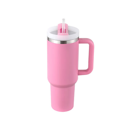 Tumbler with Handle & Straw – Stainless Steel Spill-Proof Travel Mug with Lid