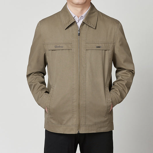 Middle-aged And Elderly Men's Casual Cotton Turn-down Collar Coat