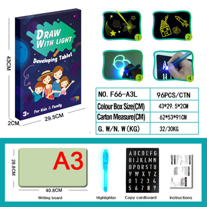 3D Magic Drawing Pad for Kids with 8 Light Effects | Reusable Educational Toy & Puzzle Board